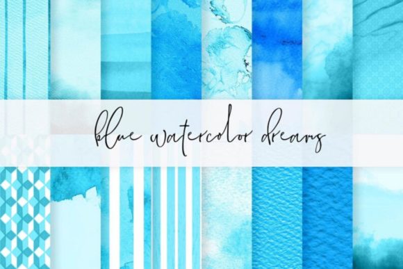 16 Blue Watercolor Baby Shower Patterns
