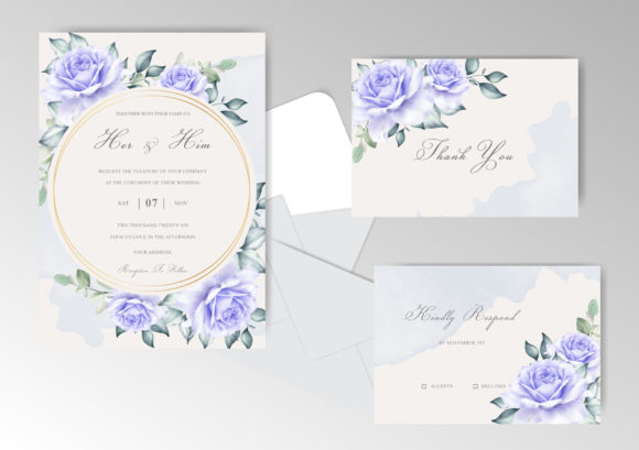 Blue Watercolor Splash Wedding Card Set: A Fresh Design Asset for Local Business Branding