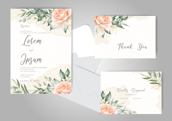 Creamy Watercolor Wedding Card Set