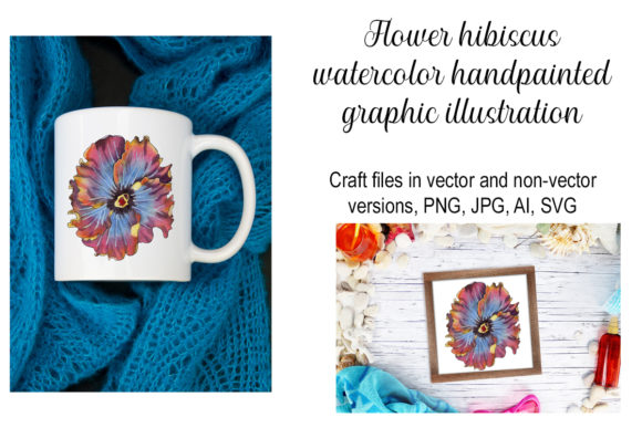 Flower Hibiscus Watercolor Graphic: A Crafts-Inspired Design Asset for Branding and Marketing