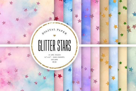 Glitter Stars - Watercolor Textures for Real Business Branding