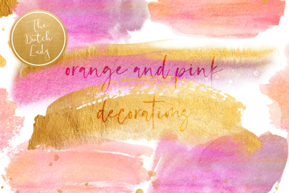 Orange Pink Watercolor Smear Clipart for Crafts & Creative Design Projects