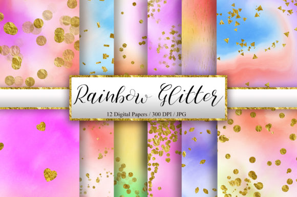 Rainbow Glitter Watercolor Background for Branding and Marketing Visuals