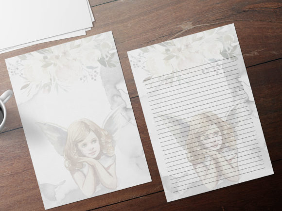 Watercolor Angel Stationary Sheets: A Print Templates Gem for Bloggers and Digital Publishers