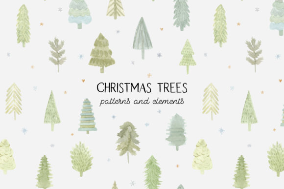 Watercolor Christmas Trees Patterns Review