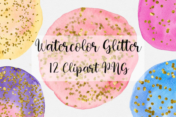 Watercolor Circle Glitter Clipart for Crafts & Local Branding