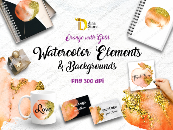 Watercolor Elements Backgrounds Orange: A Seller’s Review for Digital & Print Products