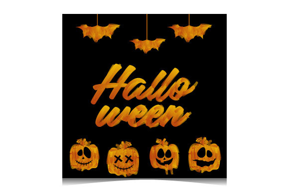 Watercolor Halloween Text with Pumpkin: A Graphic Template for Seasonal Sellers