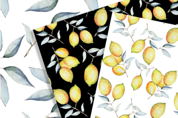 Watercolor Lemon Seamless Patterns for Crafters