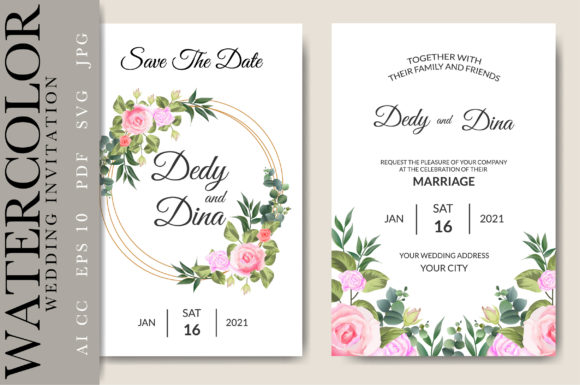 Watercolor Wedding Invitation Print Templates