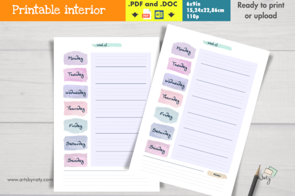 Weekly Priorities Planner in Watercolor: A Designer’s Take for KDP Interiors Projects